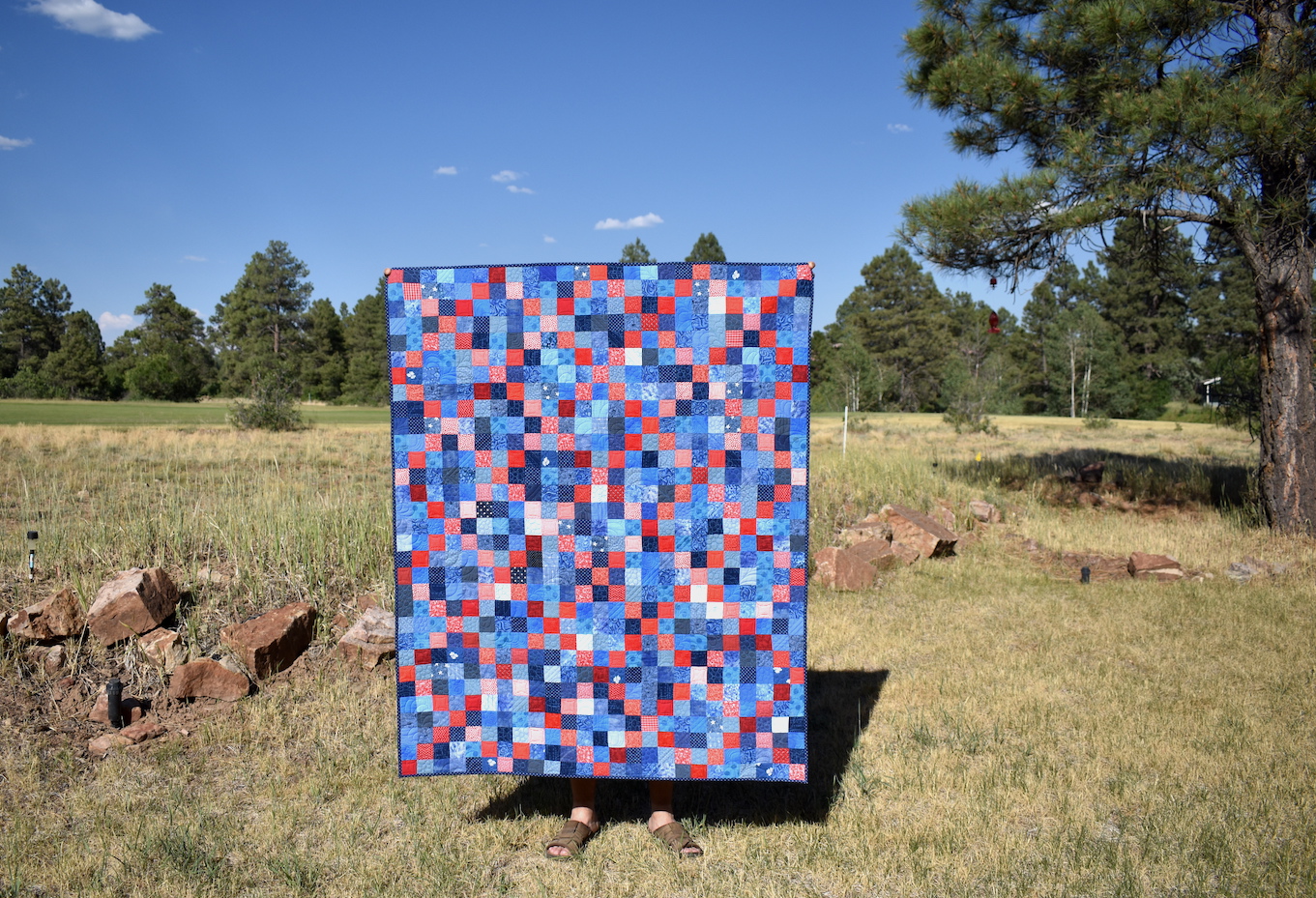 Red and Blue Squares Finish – seems like a good one for the 4th!